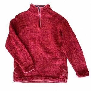 Pachamama Hand Made Nepal 100% Wool Quarter Zip Sweater Red Marl Unisex M/L